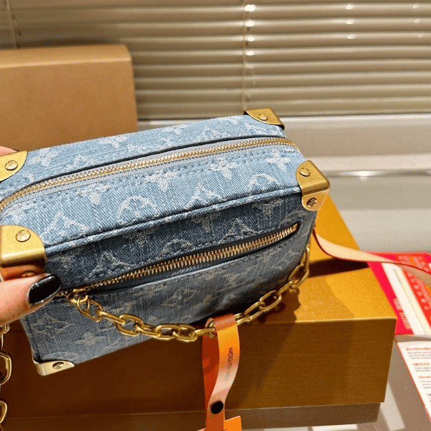 Louis Vuitton Soft Trunk Denim Blue Monogram Shoulder Bag