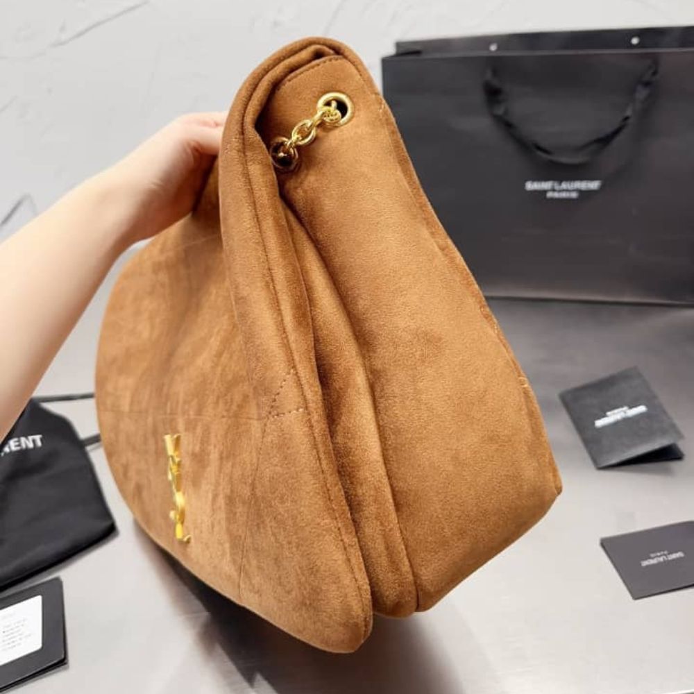 Saint Laurent Large Jamie 4.3 In Suede Brown 16.9 Inches 7424311U8P72102