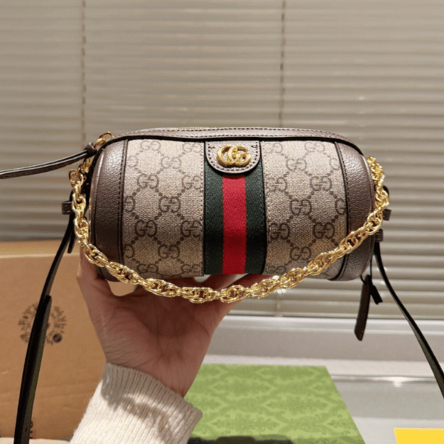 Gucci Ophidia Mini Barrel Bag Beige 7.5 Inches