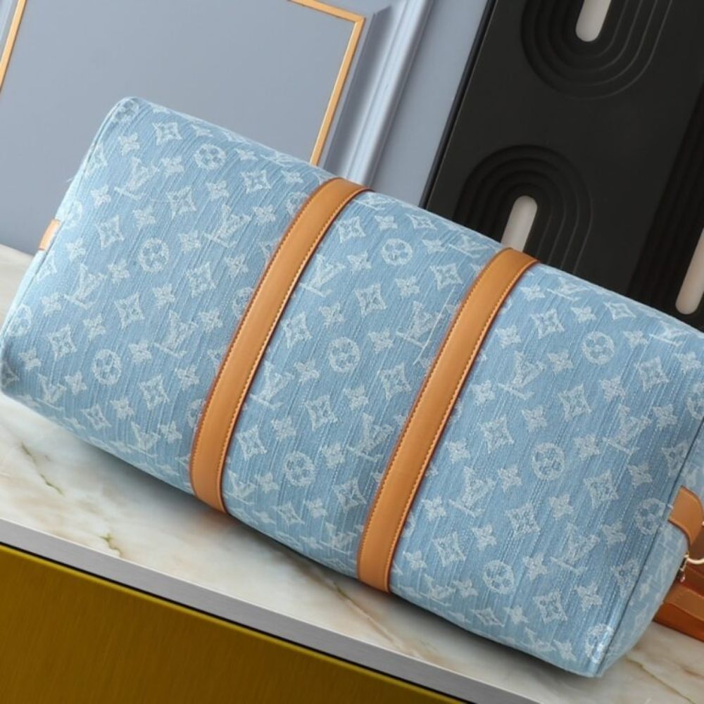 Louis Vuitton Keepall Bandoulièrè 45 Bag Sky Blue Denim 17.7 Inches M25334