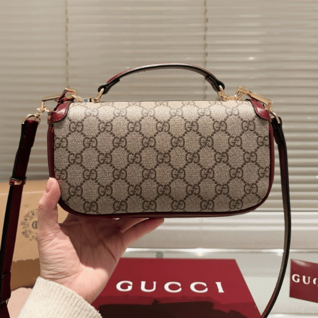 Gucci Horsebit 1955 Mini Top Handle Bag Red 9.1 Inches