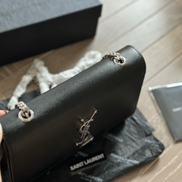 Saint Laurent Kate Bag Black Pebbled 7.9 Inches