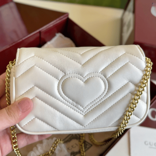 Gucci GG Marmont Mini Matelassé Shoulder Bag – White