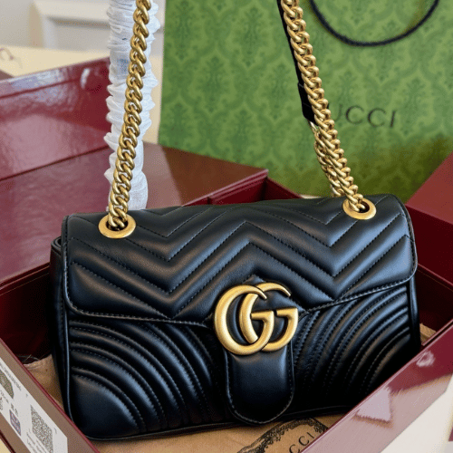 Gucci Gg Marmont Mini Matelassé Shoulder Bag Black 6.5 Inches