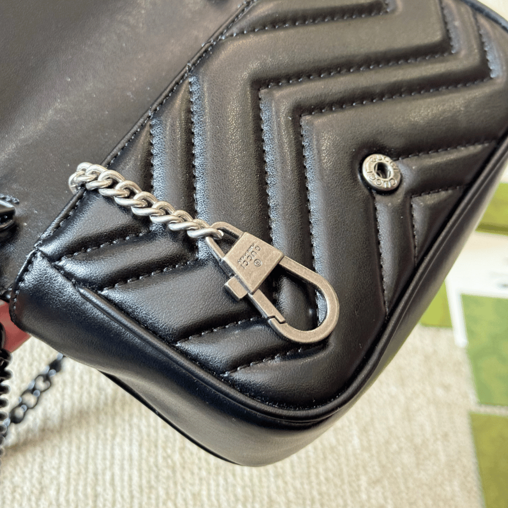 Gucci Gg Marmont Mini Belt Bag Black 6.5 Inches