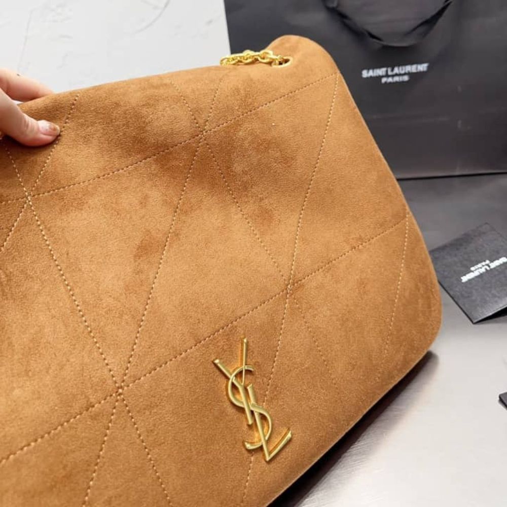 Saint Laurent Large Jamie 4.3 In Suede Brown 16.9 Inches 7424311U8P72102