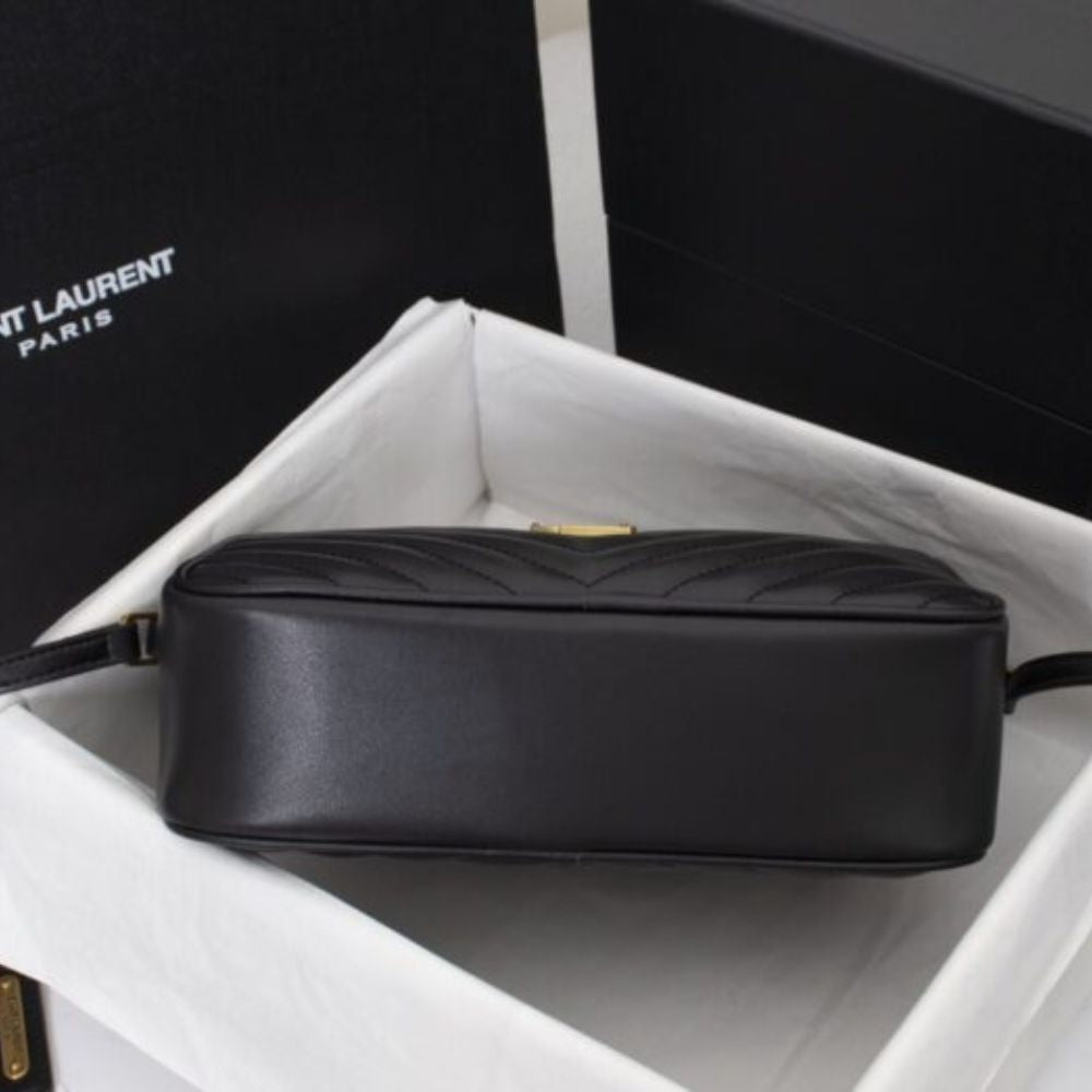 Saint Laurent Lou Camera Bag In Quilted Black Gold Leather 9 Inches 612544Dv7071000