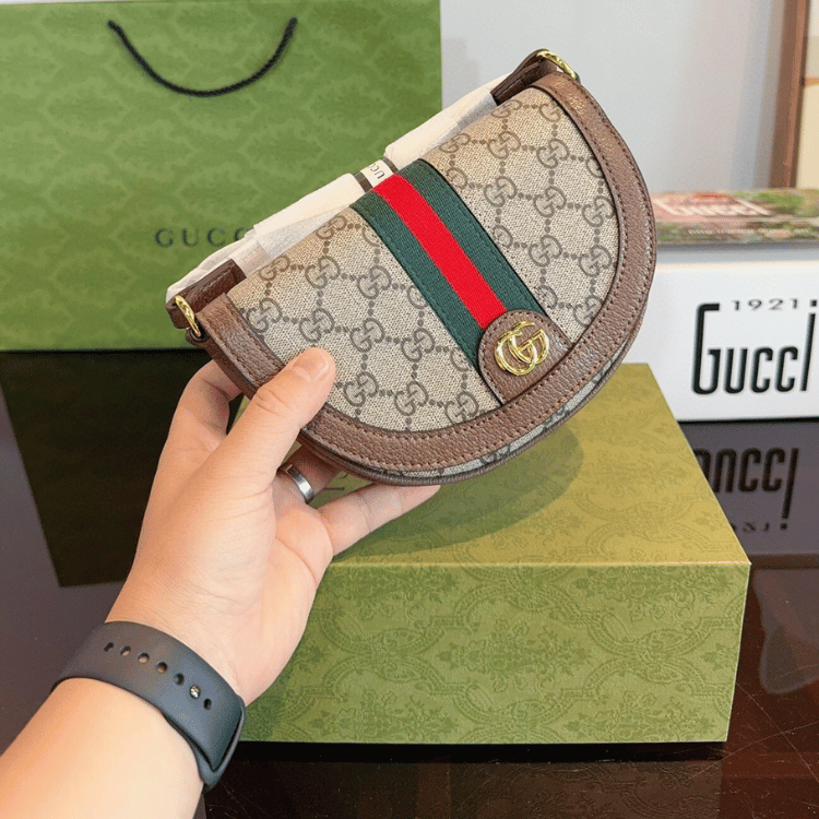 Gucci Ophidia Mini Shoulder Bag Beige Brown 6.7 Inches ‎838476 Fae0P 9746