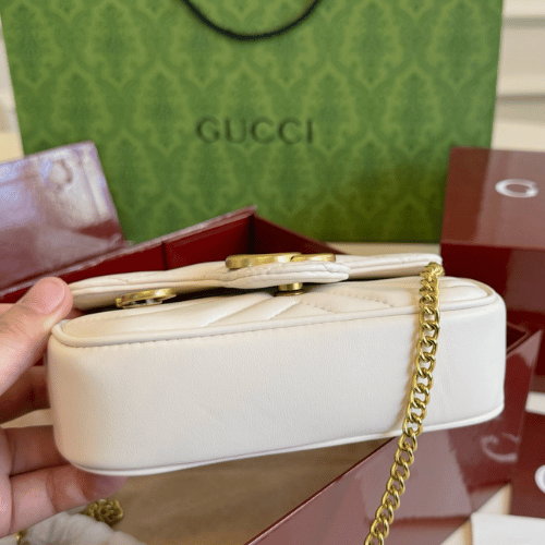 Gucci GG Marmont Mini Matelassé Shoulder Bag – White