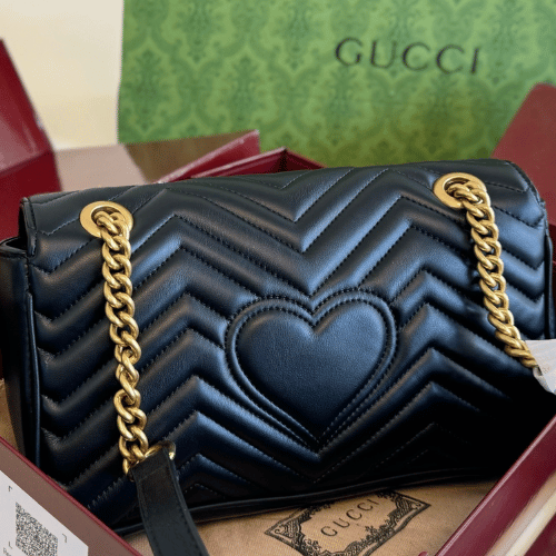 Gucci Gg Marmont Medium Matelassé Shoulder Bag Black 10.2 Inches