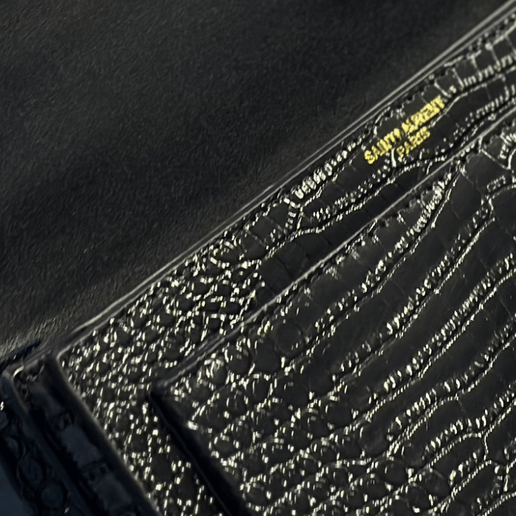 Saint Laurent Sunset Bag Black Croc 9 Inches 442906DND0J1000