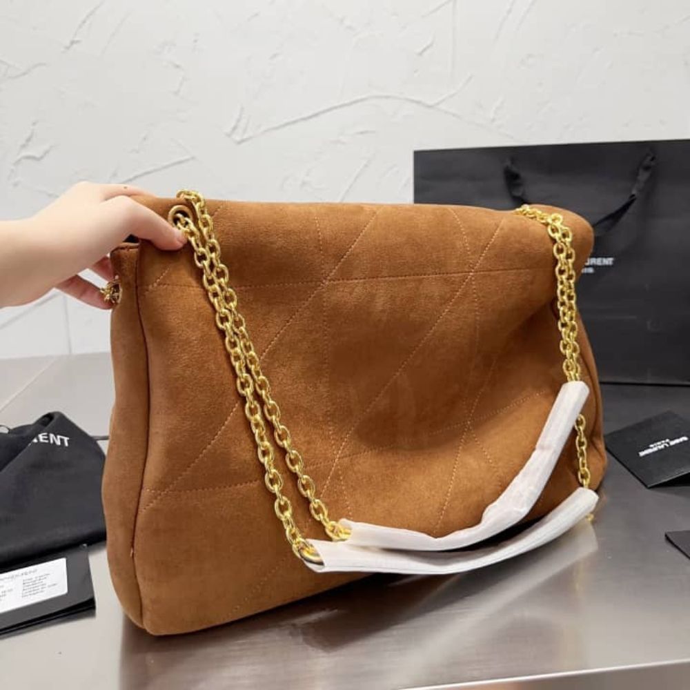 Saint Laurent Large Jamie 4.3 In Suede Brown 16.9 Inches 7424311U8P72102