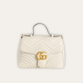 Gucci Gg Marmont Top Handle Chain Shoulder Bag White 10.6 Inches