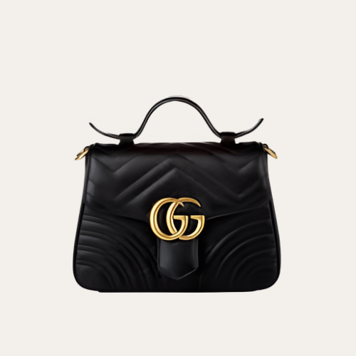 Gucci Gg Marmont Top Handle Chain Shoulder Bag Black 8.3 Inches