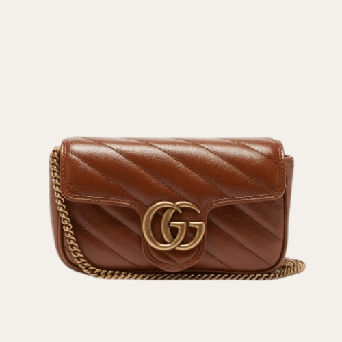 Gucci Gg Marmont Small Chain Shoulder Bag Brown 8.7 Inches