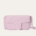 Gucci Gg Marmont Mini Chain Shoulder Bag Pink 6.3 Inches