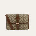 Gucci Gg Supreme Flap Messenger Bag Beige 9.8 Inches