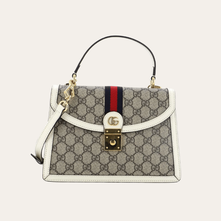 Gucci Ophidia Top Handle Bag White 9.8 Inches 651055 96LWX 8745