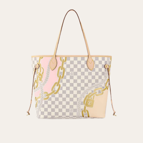 Louis Vuitton Neverfull MM Damier Azur Summer Trunks Pink 12.2 Inches M46329