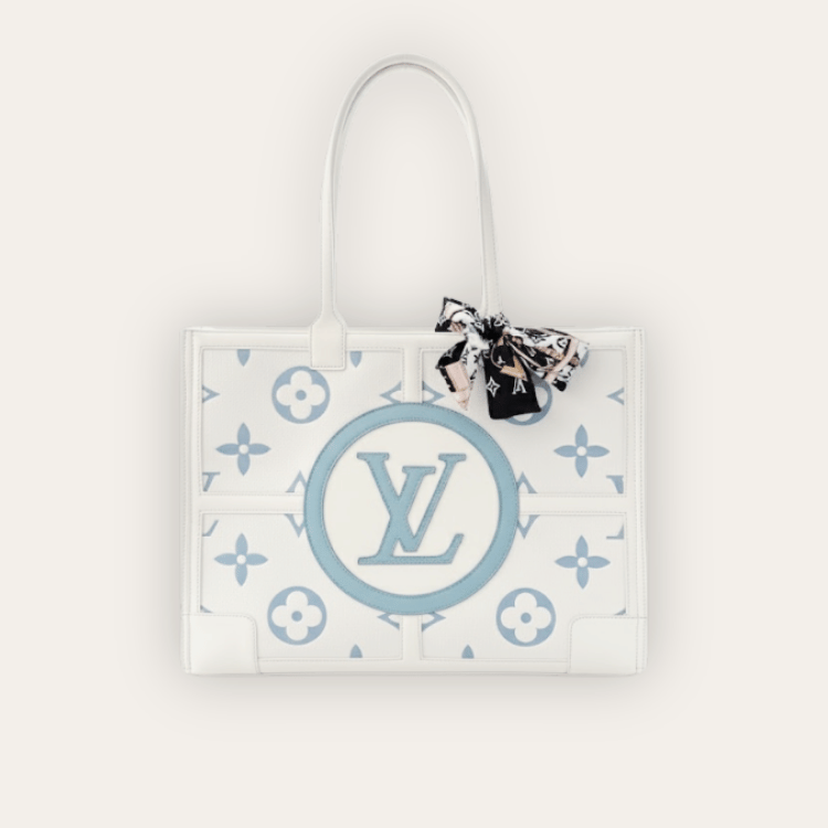 Louis Vuitton Onthego Tote Bag White / Blue 15.7 Inches