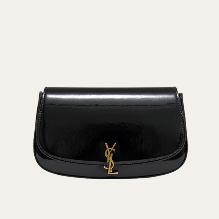 Saint Laurent Solferino Satchel Bag Black Patent 8.5 Inches
