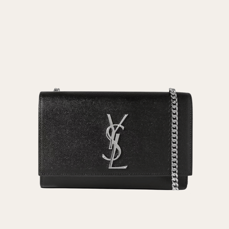 Saint Laurent Kate Bag Black Pebbled 7.9 Inches