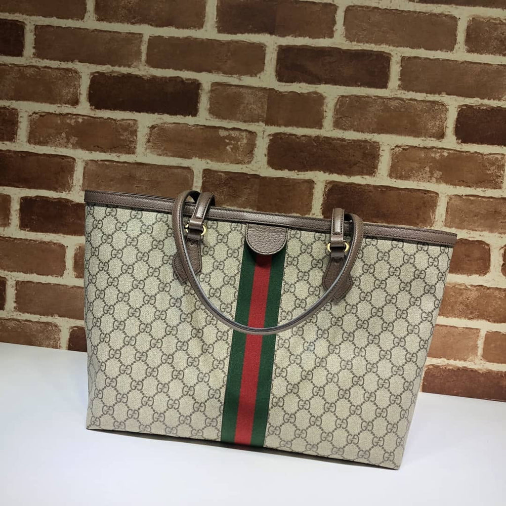 Gucci Ophidia Large Tote Bag Beige And Dark Brown Gg Supreme 15.0 Inches 631685 96LWB 8745
