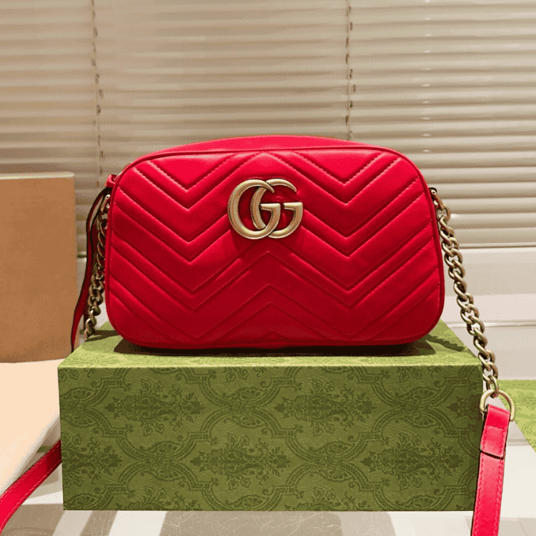 Gucci Gg Marmont Mini Camera Bag Red 9.4 Inches