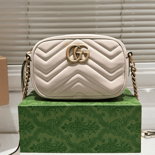 Gucci Gg Marmont Small Camera Bag Taupe 9.4 Inches