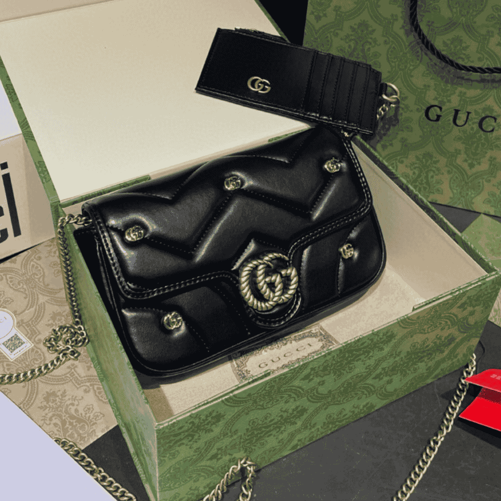 Gucci Gg Marmont 2-In-1 Shoulder Bag Black 8.7 Inches