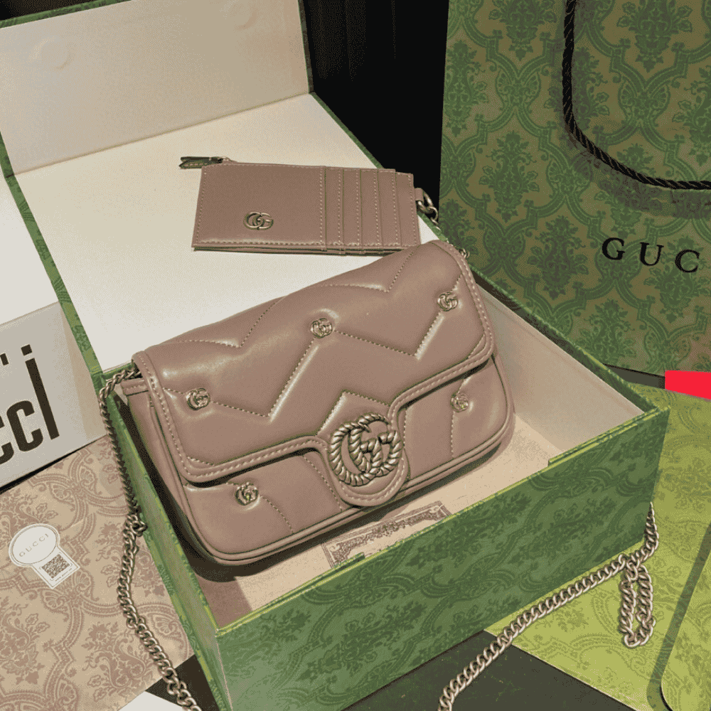 Gucci Gg Marmont 2-In-1 Shoulder Bag Nude 8.7 Inches