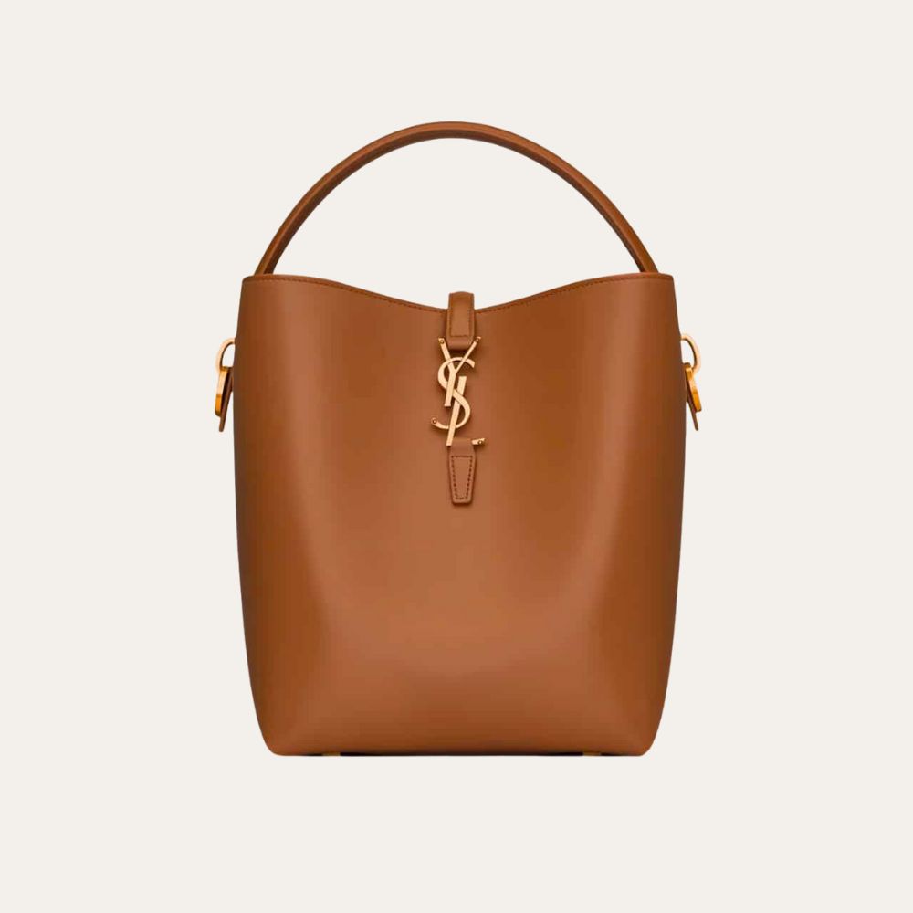 Saint Laurent Le 37 In Shiny Leather Brown 9.8 Inches