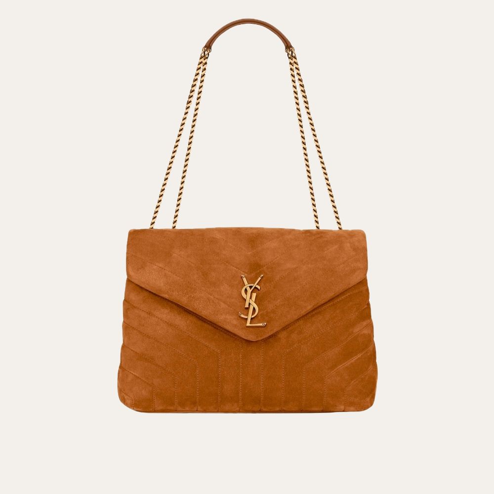 Saint Laurent Loulou Medium In Suede Cinnamon Brown 12.2 Inches 5749461U8C77761
