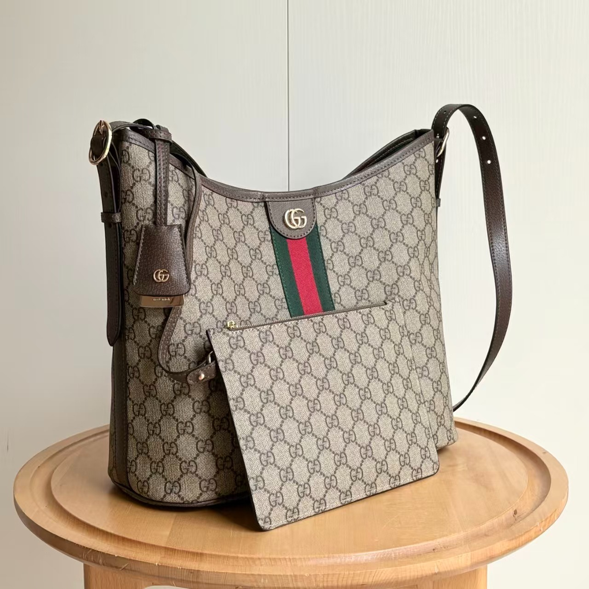 Gucci Ophidia Large Shoulder Bag Beige 13.2 Inches 836871 FAE0K 9853